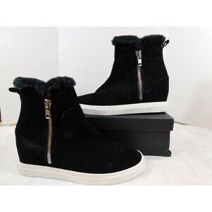 STEVEN by Steve Madden Women's Cacia Hi Top Sneakers sz 8.5 M Black Suede